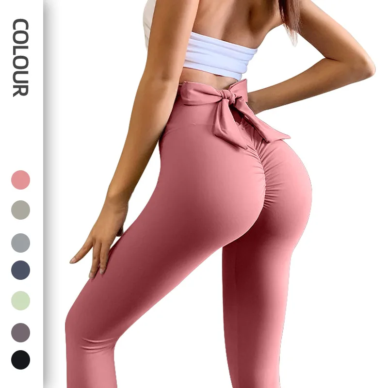

Women Sports Leggings Seamless High Waist Bowknot Fitness Yoga Pants Push Up Running Girl Outdoor Tights Women's Gym Clothing