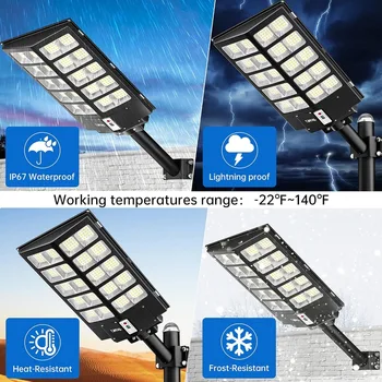 3200W Solar Street Lights Outdoor,6500K Parking Lot Lights Dusk,Waterproof Solar Security Flood Lights with Motion Sensor 4
