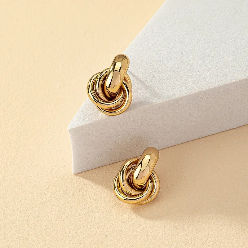 Knot Hoop Earring For Women Shiny Plating Trendy Earring Stud Cute Daily Wear Jewelry Gold SIlver Color