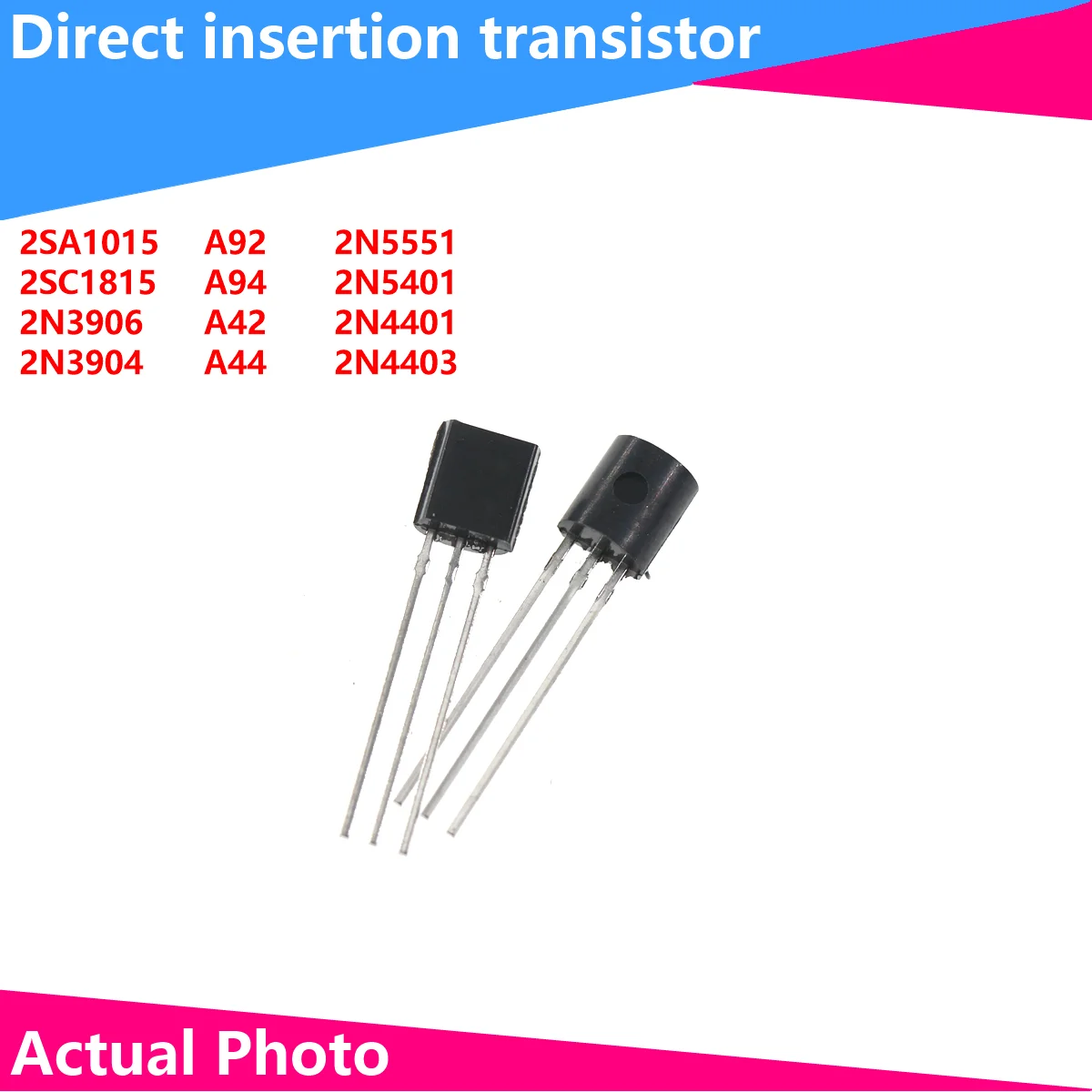 100/50PCS transistor DIP 2SA1018 2SC1815 2N3904 2N3906 KSPA92 A92 KSPA94 A94 KSPA42 A42 KSPA44 A44 2N5551 2N5401 2N4401 2N4403 22values 20pcs 440pcs to 92 transistor assorted kit s9012 s9013 s9014 s9015 s8050 s8550 2n3904 2n3906 a42 a92 2n2222 13001 tl431