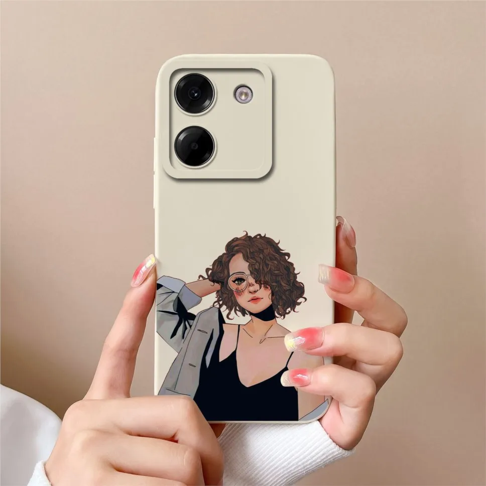Sweet Girl Soft Liquid Silicone Protective Phone Case Cover