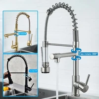 1 PC สีดําแปรงฤดูใบไม้ผลิดึงลงก๊อกน้ําอ่างล้างจาน Hot & Cold Water Mixer Crane TAP Dual Spout Deck ติดตั้ง 1