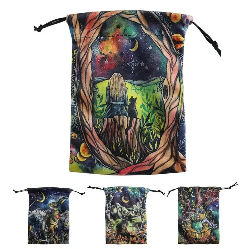 

Бархатная сумка для хранения Таро, пентаграмма, сумка для хранения карт и ораклов, ювелирные изделия, игральные кости на шнурке, аксессуары для домашнего хранения