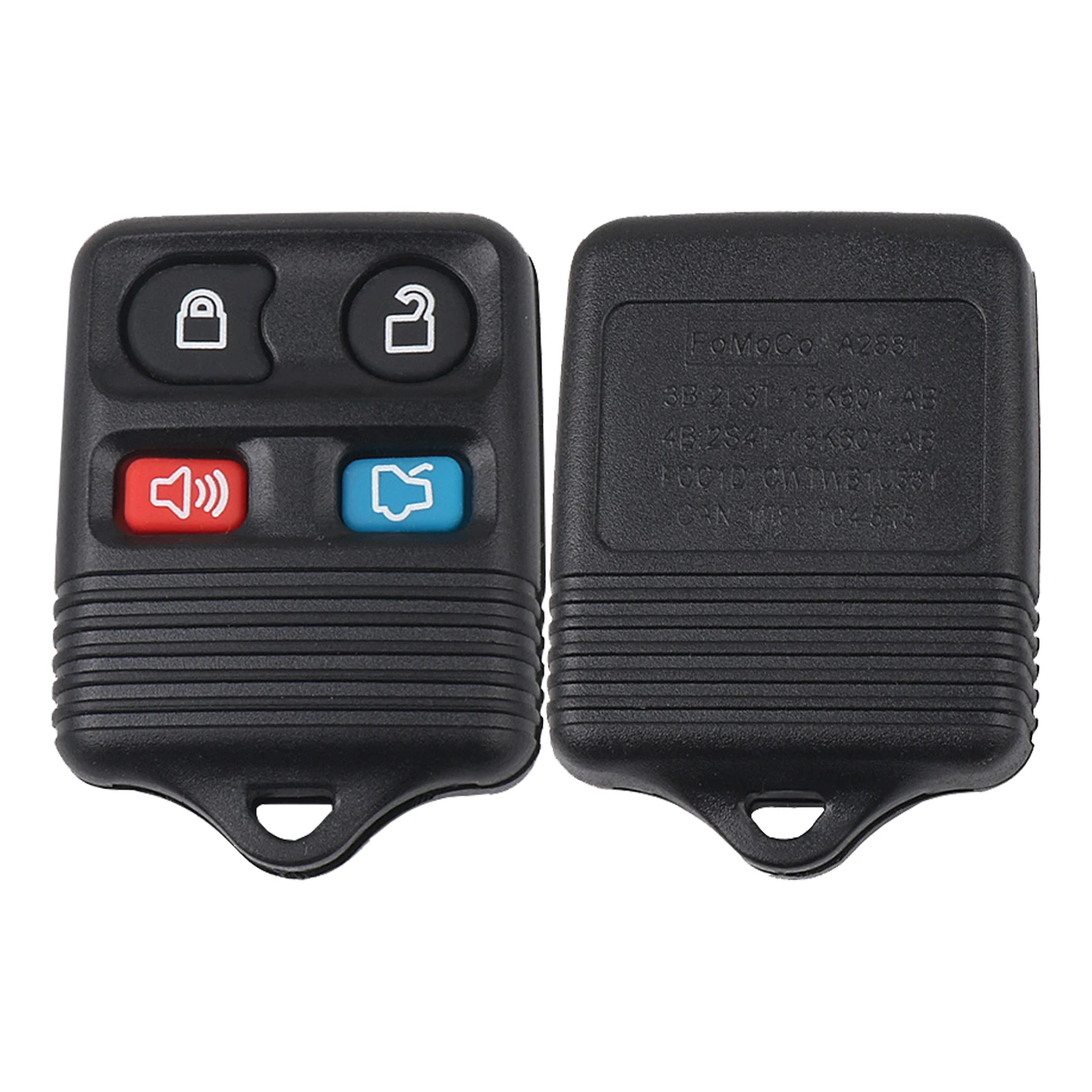 2pcs Lightweight 4 Button Remote Control Keyless Entry Black Easy Use Hanging Hole Decorative Removable Car Key Fob Replacement