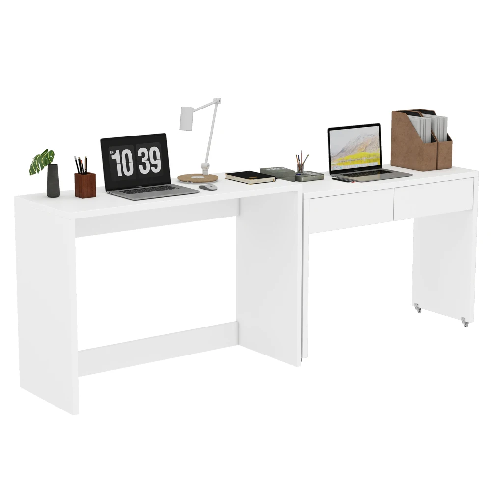 Kompakter Schreibtisch, ausziehbar, der gesamte Tisch besteht aus 1,8 cm dickem Holz, ausgestattet mit Rollen, flexibel kombinierbar, klappbarer Schreibtisch – Detail 10