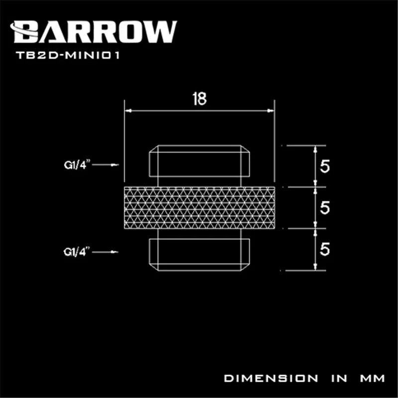 Extender Fitting Angled Adapter Fitting Water Cooling Fitting Barrow G1 / 4 ' ' Mini Dual External Thread Connection Double Male Adapter Thread Connection For Water Cooling System TB2D-MINI01