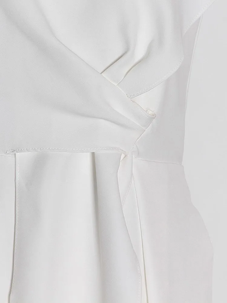 BPN Minimalist Solid Playsuit For Women Round Neck Sleeveless High Waist Casual Loose Wide Leg Playsuits Female Fashion Clothing