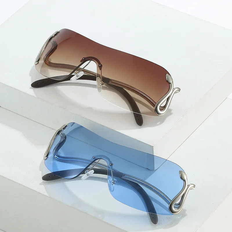 Conjoined Personality Animal Viper Sunglasses Y2k Convex Shape Metal Sunglasses Car 81045
