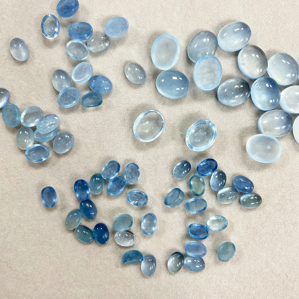Factory Aquamarine Ocean Clear Blue Natural Gemstone Emotional Healing Stone Ring Earring Jewelry Making loose gemstones