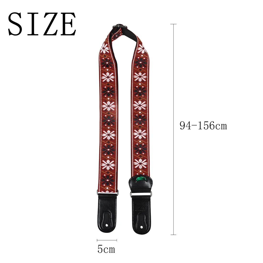 Premium Leather & Cotton Guitar Strap with Picks - High-Quality Instrument Accessory