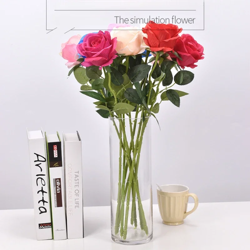 10 Pz 50 Cm Rose Fiori Artificiali Ramo Di Fiori Di Rosa Rose Rosse Artificiali Rosa Finta Realistica Per La Decorazione Domestica Di Nozze