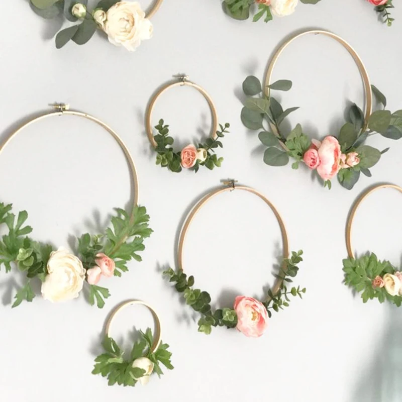 10-29cm Holz Kreis Ring Catcher Stickerei Hoop Handwerk Kreuz Stith Bambus Hängen Hochzeit Weihnachten Decor DIY Handmade hoops – Detail 2