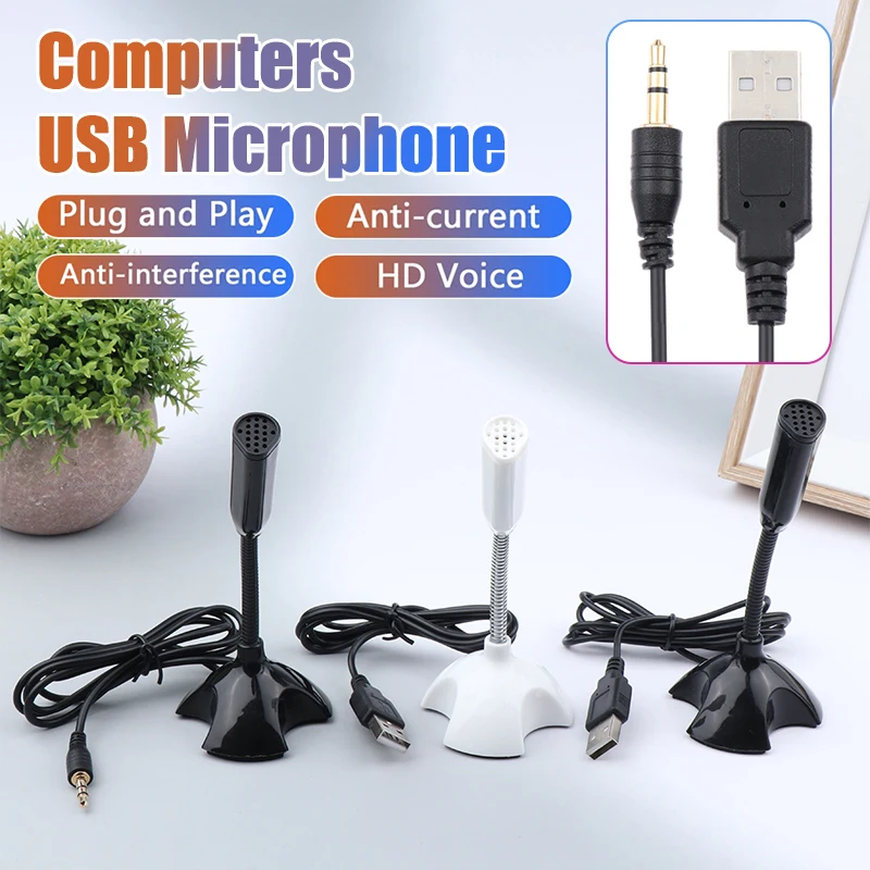 스튜디오 음성 노래 게임 스트리밍용 노트북 마이크, USB 데스크탑 스탠드 마이크, 거치대 포함, 3.5mm