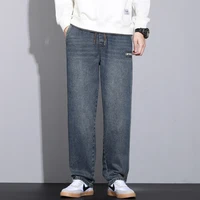 Vintage Jeans Men's Autumn New Straight Loose Fashion Pants Casual Wide Comfortable Elastic Waist Denim Trousers Male Streetwear 2