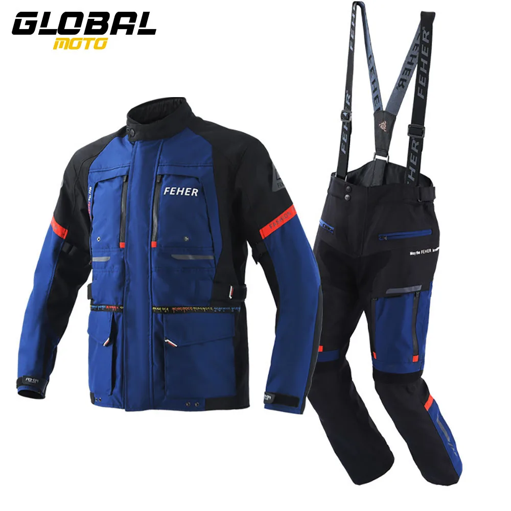 Motorcycle Rally Suit Waterproof Motorcycle Jacket Set Winter Racing Wear-resistant Protective Motocross Clothing Size S-7XL