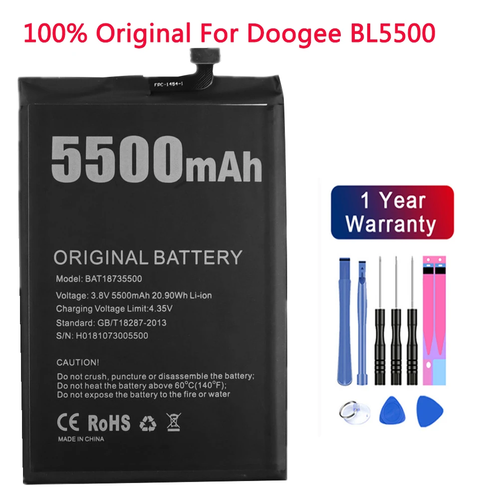 

100% Original BL5500 Battery 5500mAh For Doogee BL5500 Lite BAT18735500 Cellphone Batteries Doogee BL 5500 battery + Tools