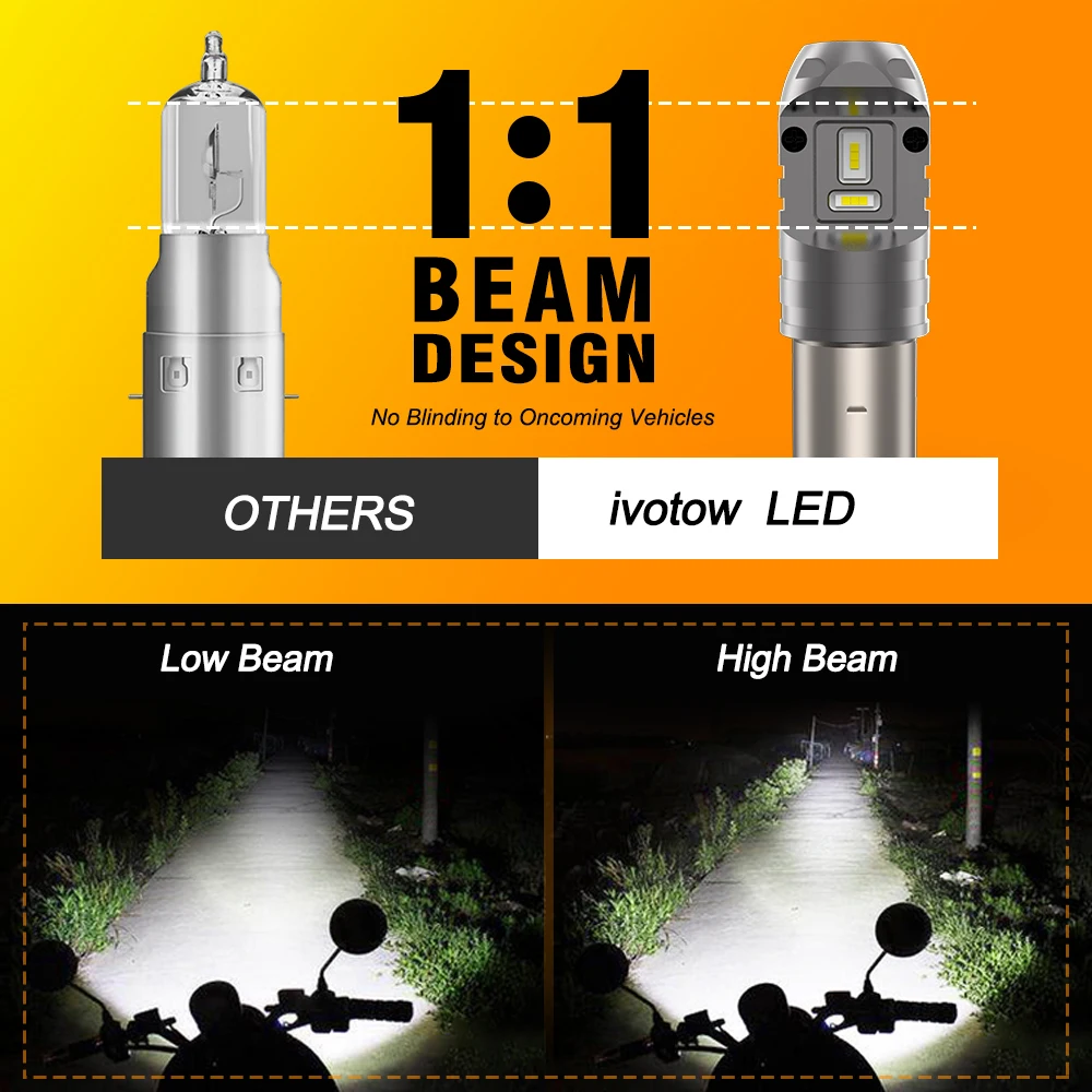 IVOTOW BA20D S2 LED led lights motorcycle led lights bike light led motorcycle lights for Chinese Taotao Scooter Moped ATV Bike 50cc 110cc 125cc 150cc 250cc ADV Motorcycle bulb 12V 35/35W