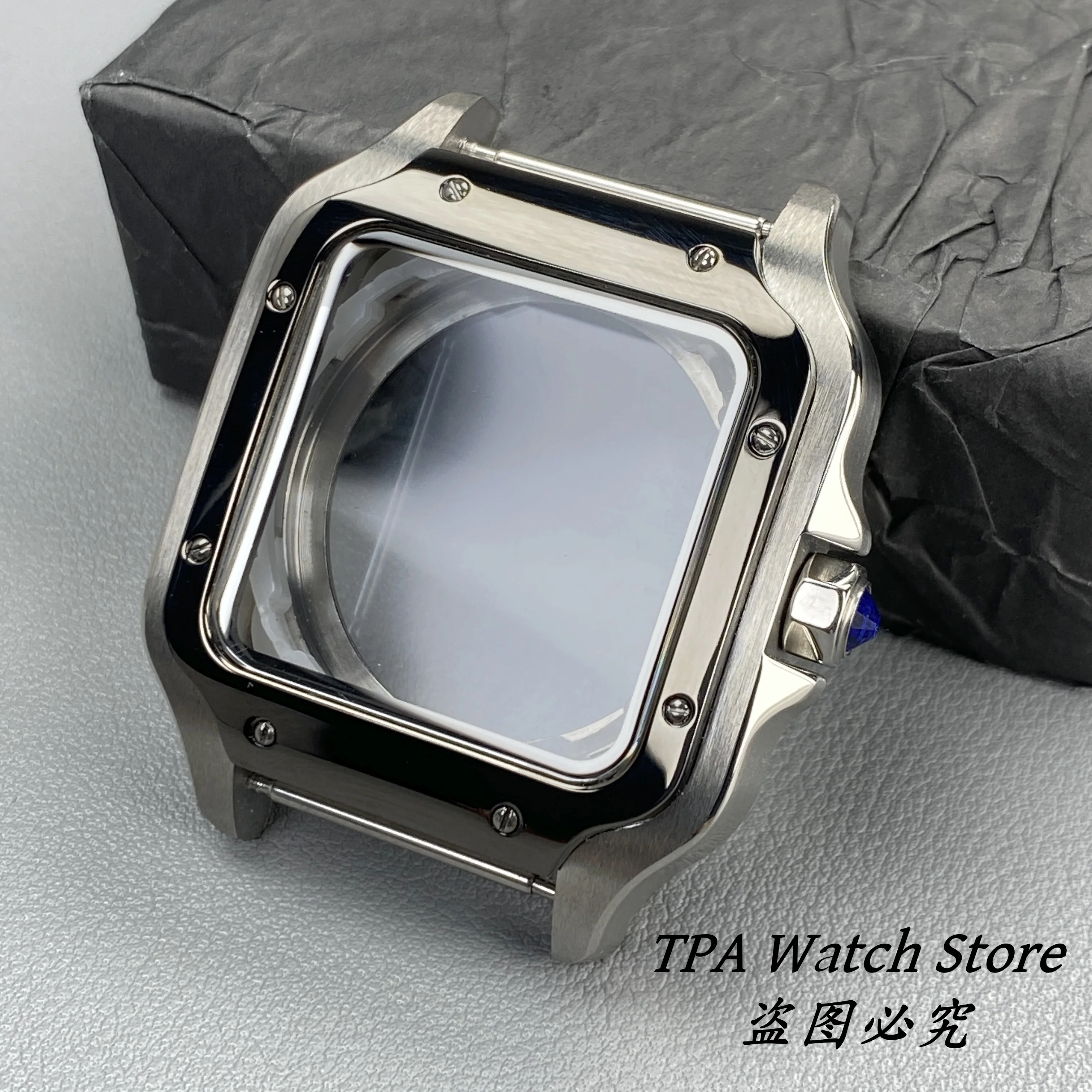 PVD Black Stainless Steel Square Watch Case - 38mm