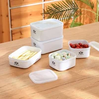 Rectangular Smal Medium Large Lunch Box Plastic Refrigerator Fruit Crisper Microwaveable Bento Box Food Storage Box 2