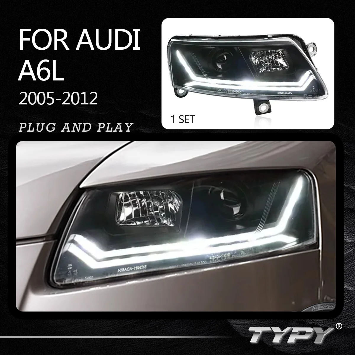 

Car Head Lamp Modified LED Headlights LED Daytime Running Lights Head Light For Audi A6L 2005-2012