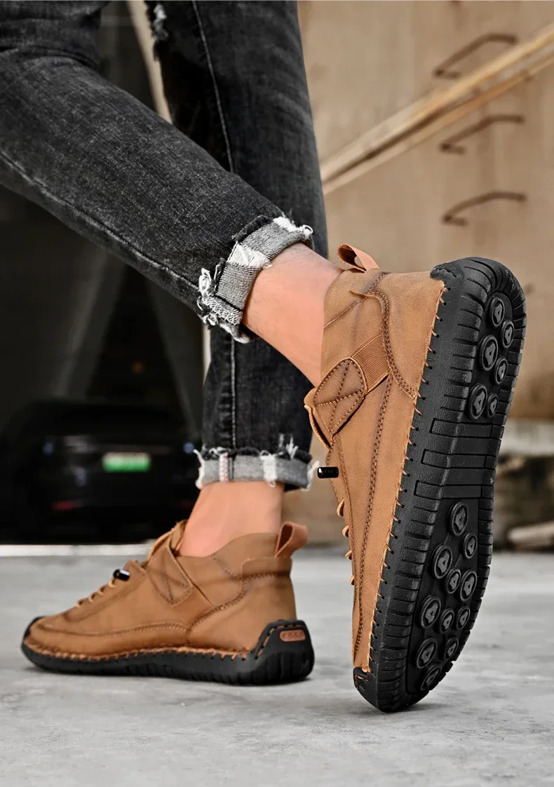 S06eb8cdebfc14fc499b2662ea96359b04 Handmade Breathable Leather Men Shoes Comfortable Casual Sneakers Plus Size