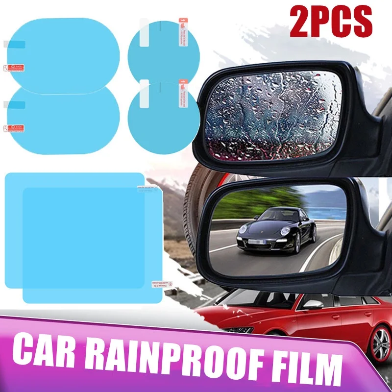 

2pcs Car Rearview Mirror Protective Film Anti Fog Membrane Anti-Glare Waterproof Rainproof Car Sticker Clear Film