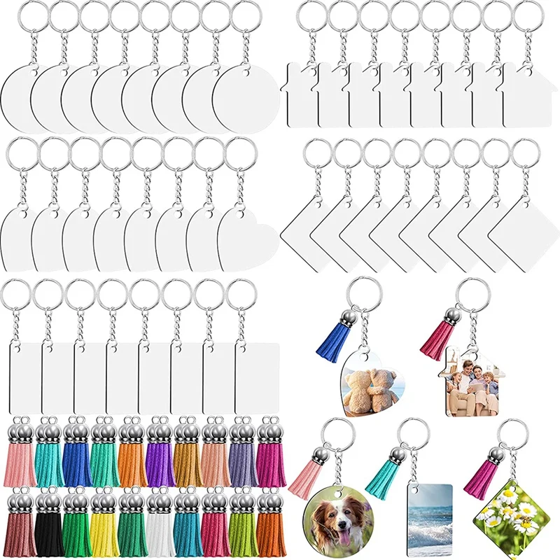 

160 PCS Sublimation Ornament Blanks,Sublimation Blank Keychains MDF Double-Side Sublimation Keychain Boards DIY Supplies