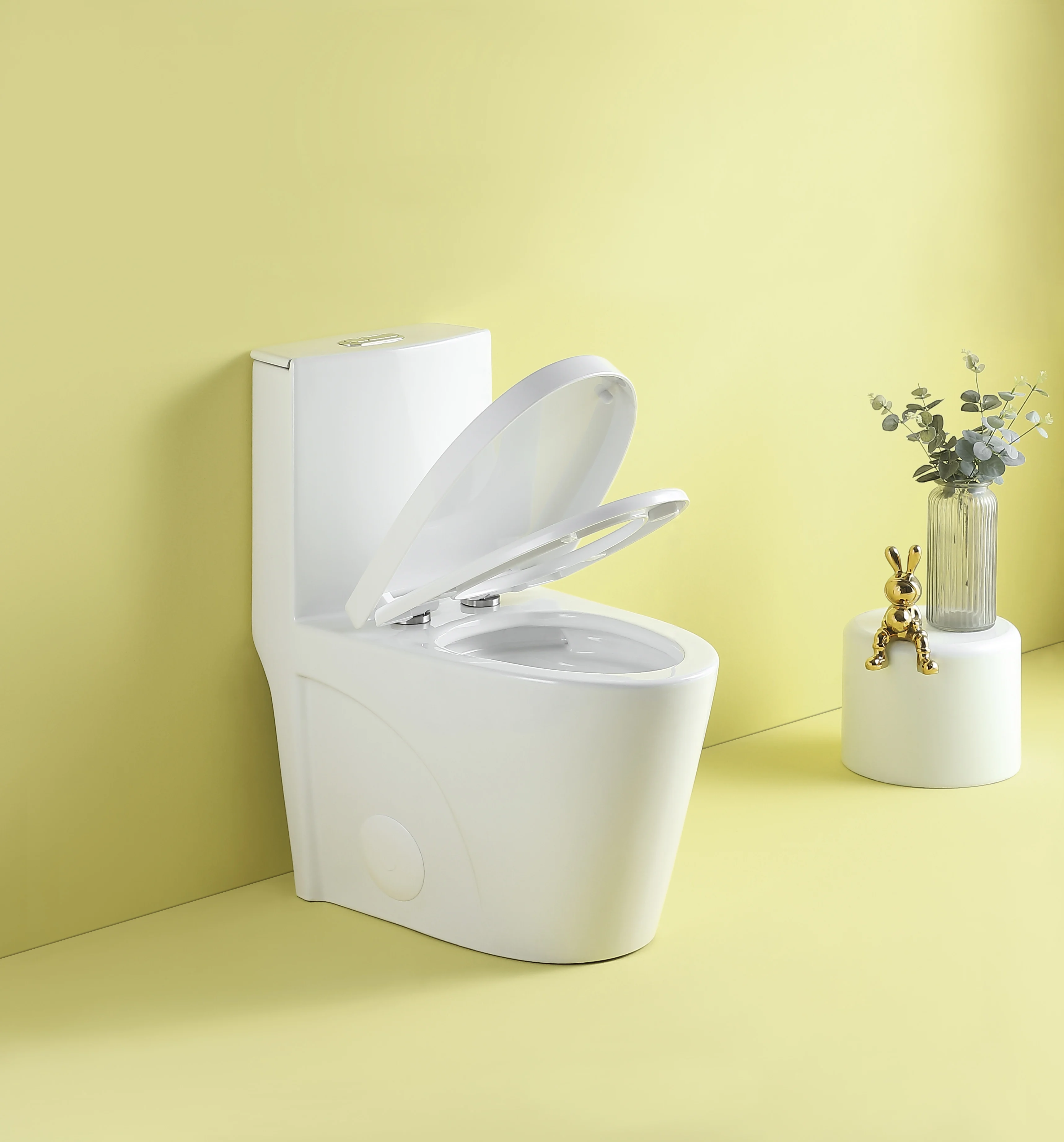 1.1/1.6 GPF Dual Flush 1-Piece Elongated Toilet with Soft-Close Seat-Gloss White, Water-Saving, Modern, Stylish Design 23T01-G