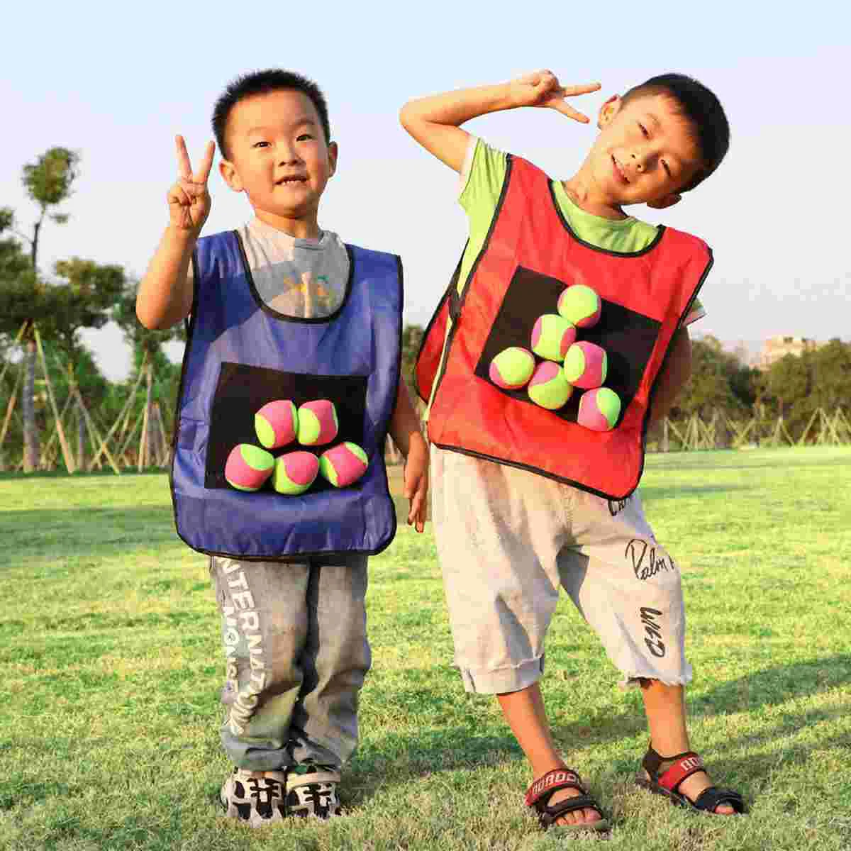 12pcs Children Sticky Ball Vest Sticky Jersey Vest Game Props Sticky Ball Vest for Kids sticky vest for ball 5