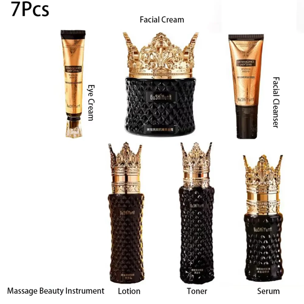 7Pcs Face Beauty Box Kits Massage Instrument Anti-Aging Face Cream Moisturizing Face Lotion Serum Tonic For Face Skin Care Sets 1