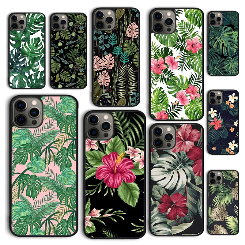 Autumu Monstera Flower Tropical Green Leaves Cover Per Telefono Per Iphone 15 12 Mini X Xs Xr 11 13 14 Pro Max Se 2020 6S 7 8 Plus