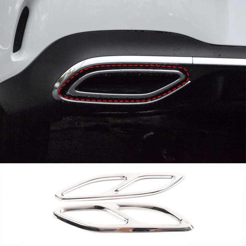 

For Mercedes Benz CLA C118 W118 2020-2023 Stainless Steel Black Car Muffler Exhaust Pipe Tail Throat Cover Trim Car Accessories