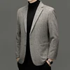 Men Cashmere Blazers Gray Coffee Black Sheep Wool Suit Jackets Slim Fit Design Middle Class Outfit Old Money Style Clothes 2024 2