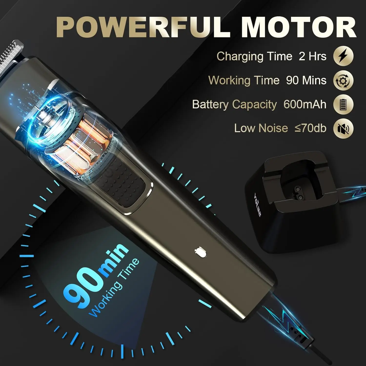 Sejoy 6 IN 1 Hair Trimmer for Men Electric Groin Hair Trimmer Cordless Beard Trimming Kit with Standing Charging Dock 3