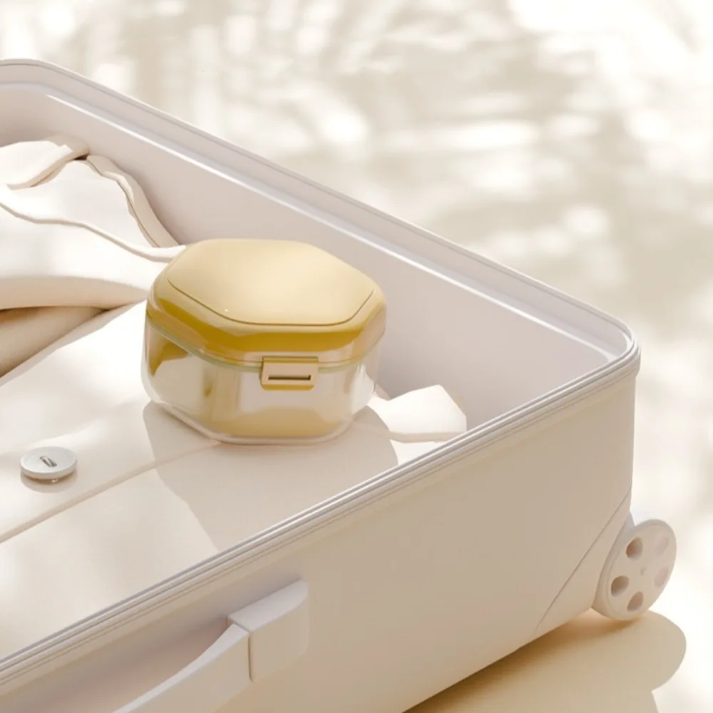 Invisible Orthodontic Retainer Case Denture Cleaning Sealed Dental Braces Storage Box 2 Layer Portable False Teeth Container