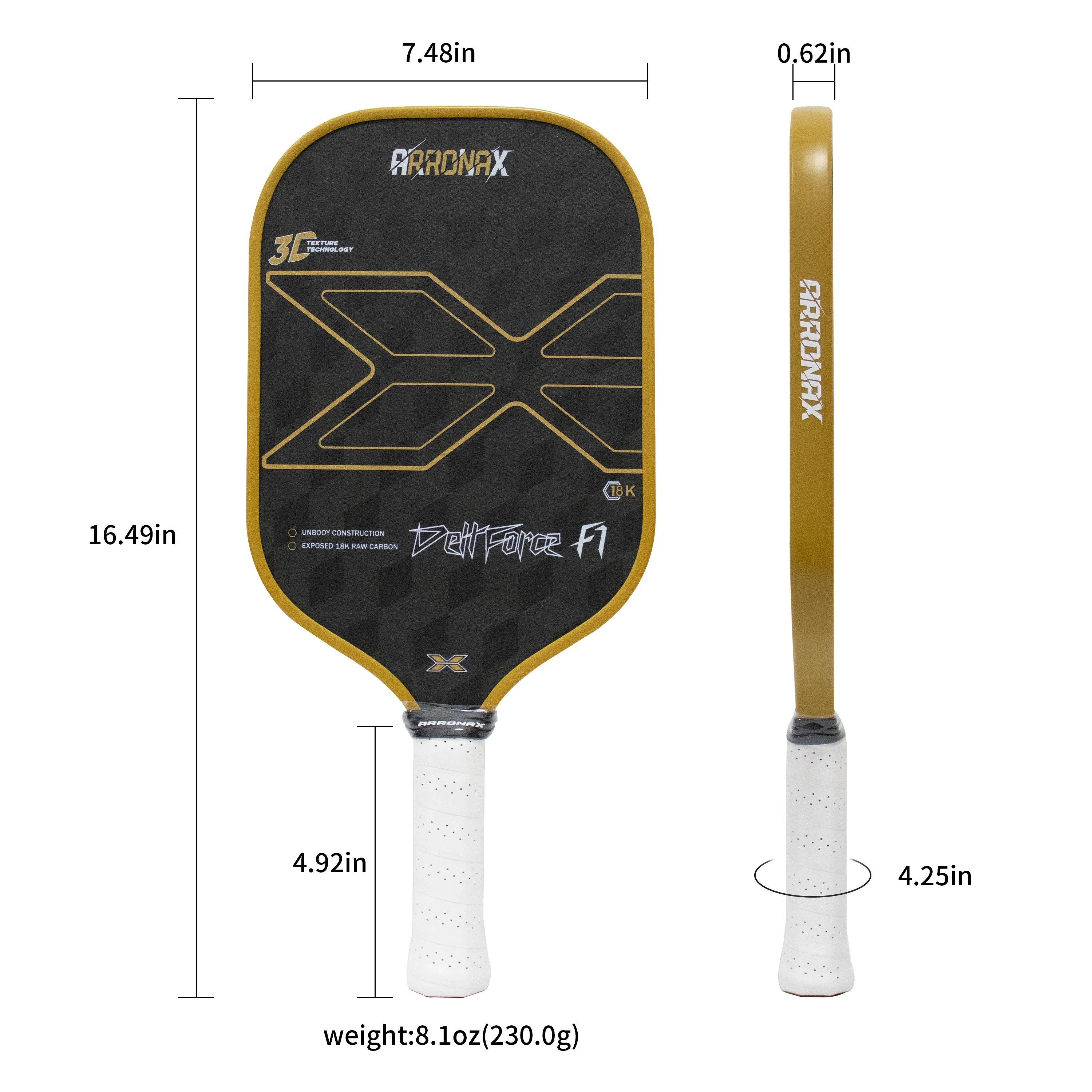 ピックルボール パドル ARRONAX  フルカーボン ARRONAX Carbon Fiber Pickleball Paddles - Durable, Customizable