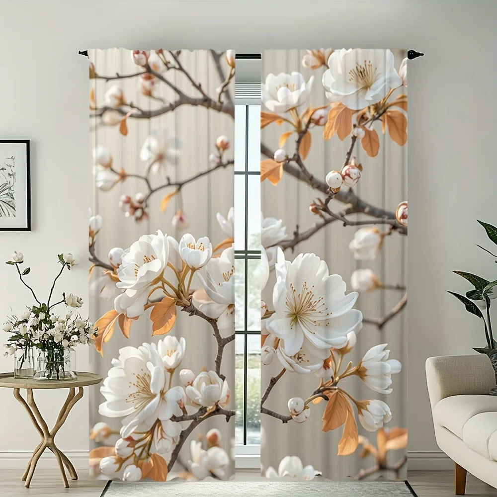 Vintage Peach Floral Curtain Set 5