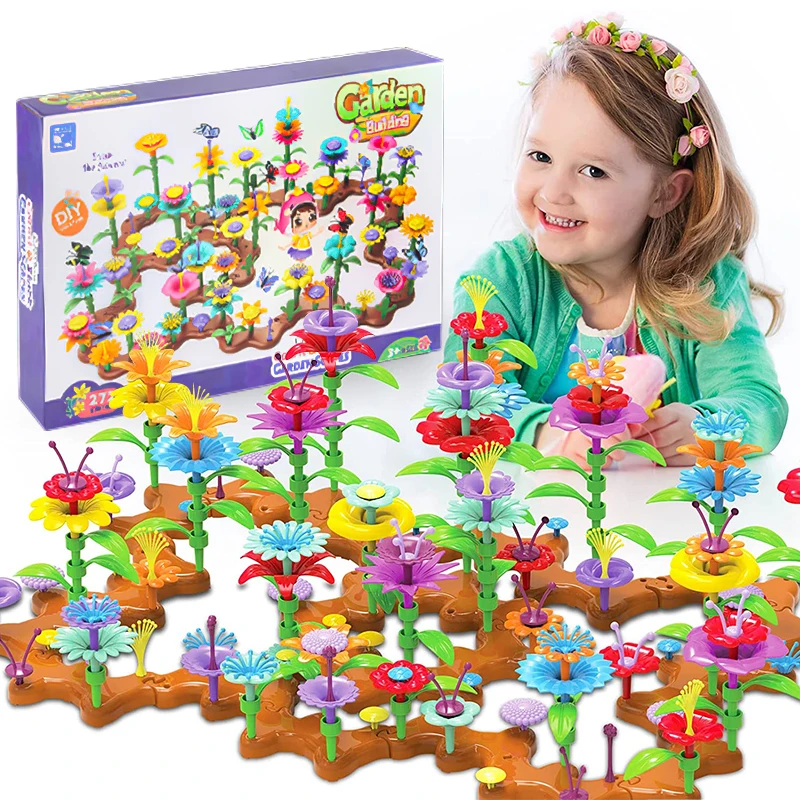 

Creative DIY Pop Flowers Toys Flower Arrangement Toy Assembling Blocks Building Garden Games Toys For Children Kids Girls Gifts