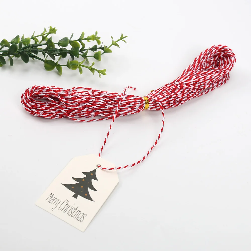 20m Red White Cotton Cord String Rope Macrame Cords DIY Crafts for Wedding Decoration Party Packaging Gift Wrapping Supplies