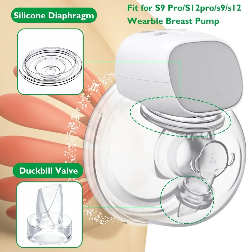 Duckbill Valve and Silicone Diaphragm Compatible Momcozy S12 PRO/S9 PRO/XIMYRA S12 Wearable Breast Pump Accessories