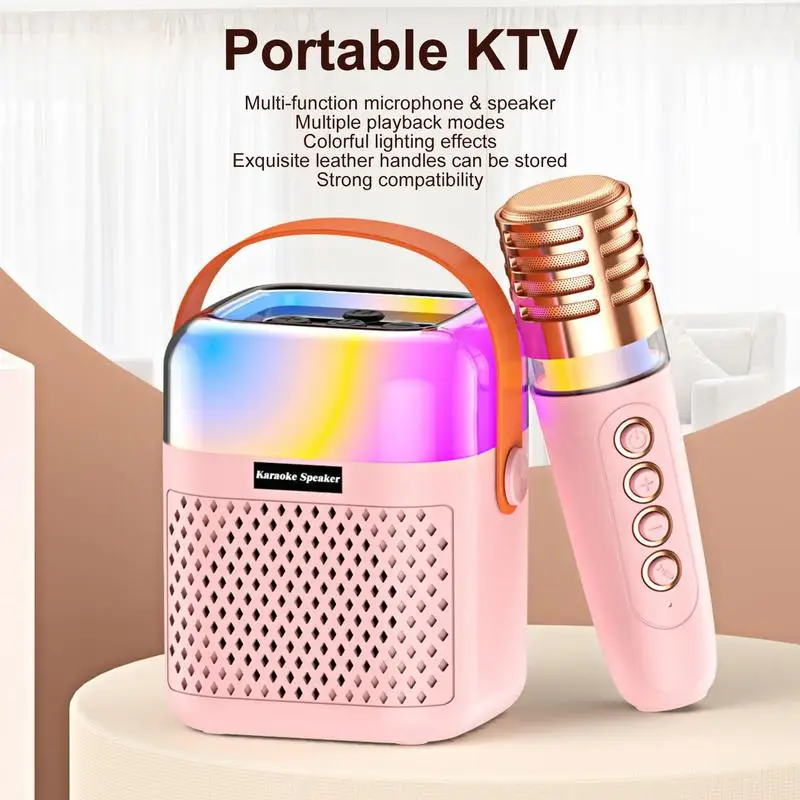 Kids Karaoke Machine For Girls Small Karaoke Machine Toy Portable Outdoor Speaker Singing System With 2 Wireless