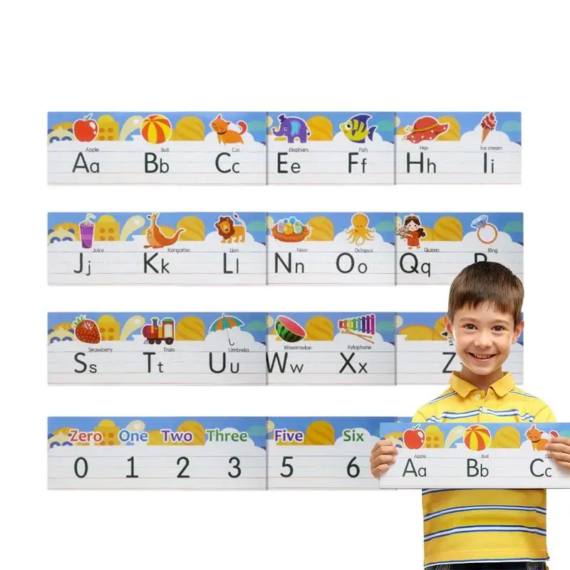 

Alphabet Poster Chart ABC And Numbers Manuscript Wall Decorations Nursery Decor 0-10 Number & A To Z Letters For Playroom