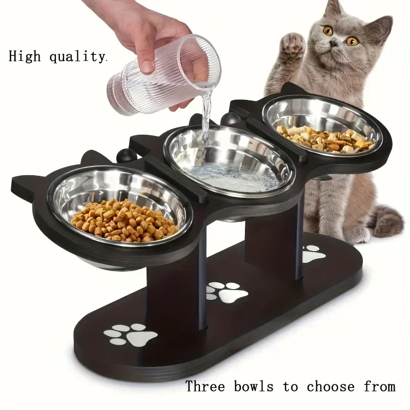 Elevated Cat Feeder Stainless Steel Pet Food Bowls Easy Assembly Portable Detachable for Cleaning Essential for Multiple Cats