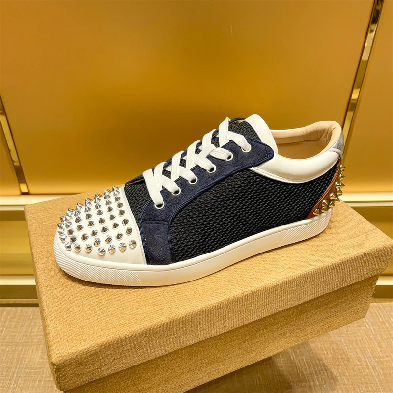 Low Cut Spikes Red Bottom Leather Sneakers Party Designer Shoes - China  Designer Shoes and Sneakers price