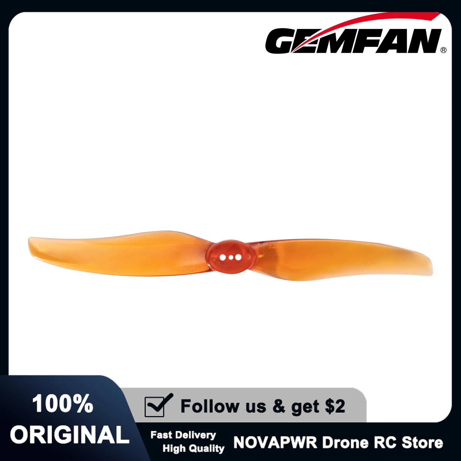 Gemfan Hurricane 5126-2 Hélices 5 pouces 1.5mm 3 trous PC