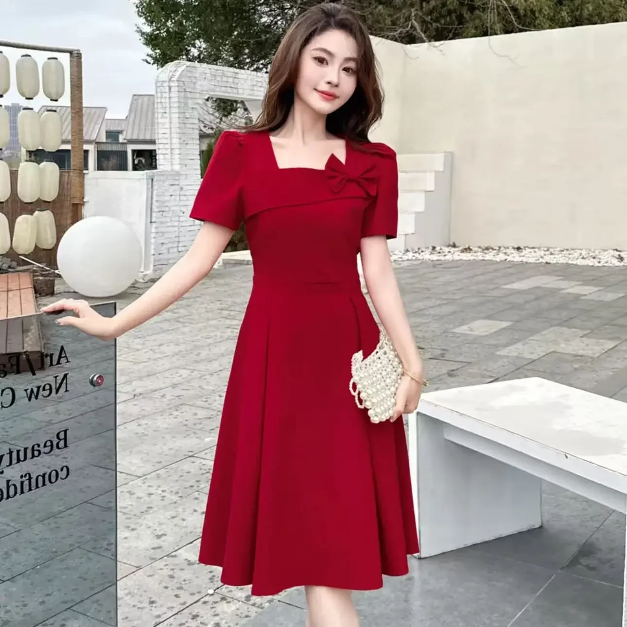 dress midi Valerie Buttoned Back Styles:Zipper Back cf-vendor-glitz-glam-and-rebellion Origami Bust Line Flared Not Fitted