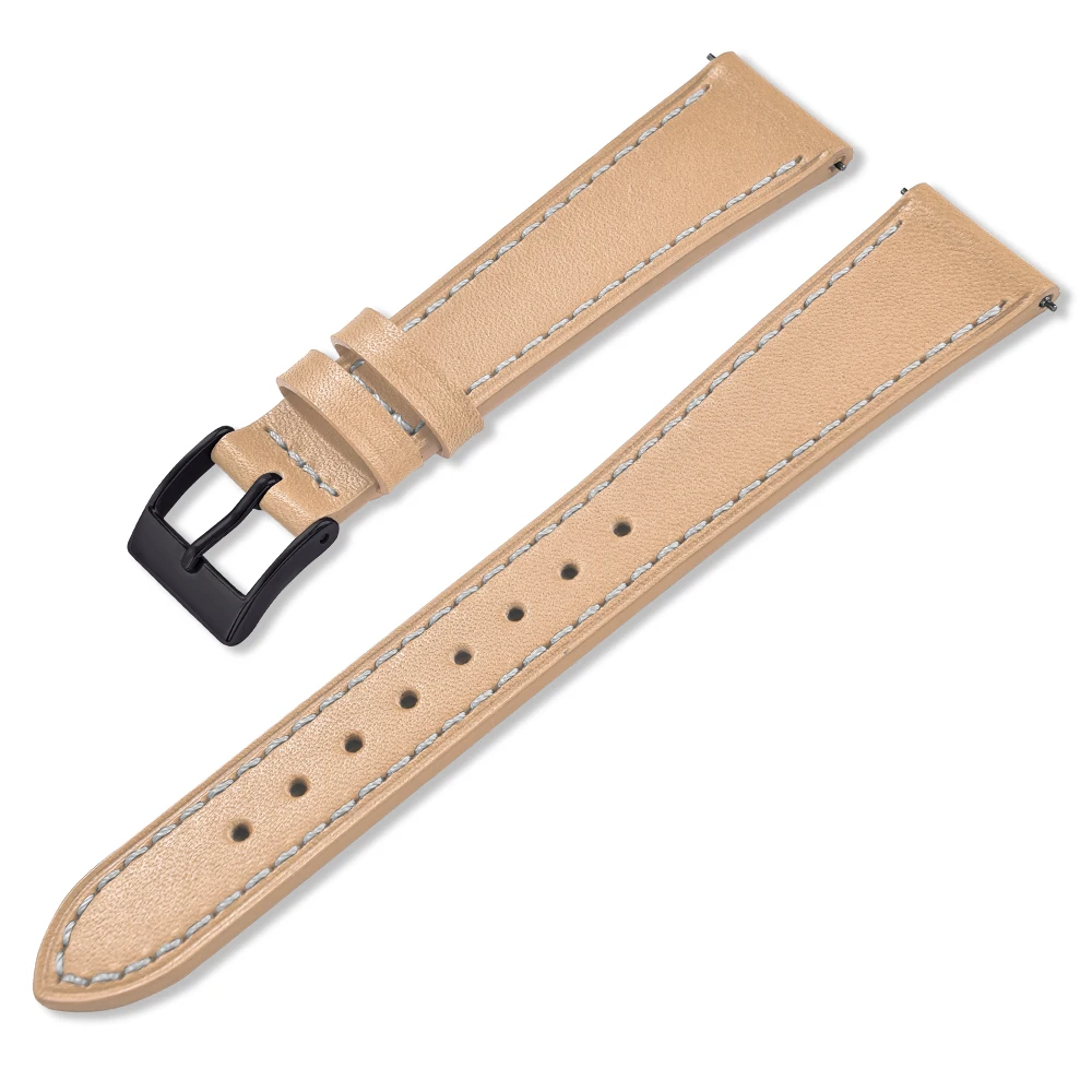 Elegant Leather Watch Strap with Exquisite Stitching - Skin-Friendly and Supple Unisex Replacement Band