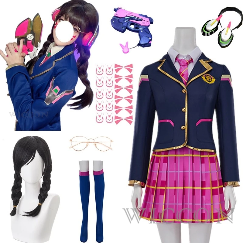 

Костюм для косплея аниме Song Hana, школьная девушка D.va JK, Униформа, верхнее пальто, юбка, костюм на Хэллоуин Dva, одежда для 3-й вечеринки для женщин