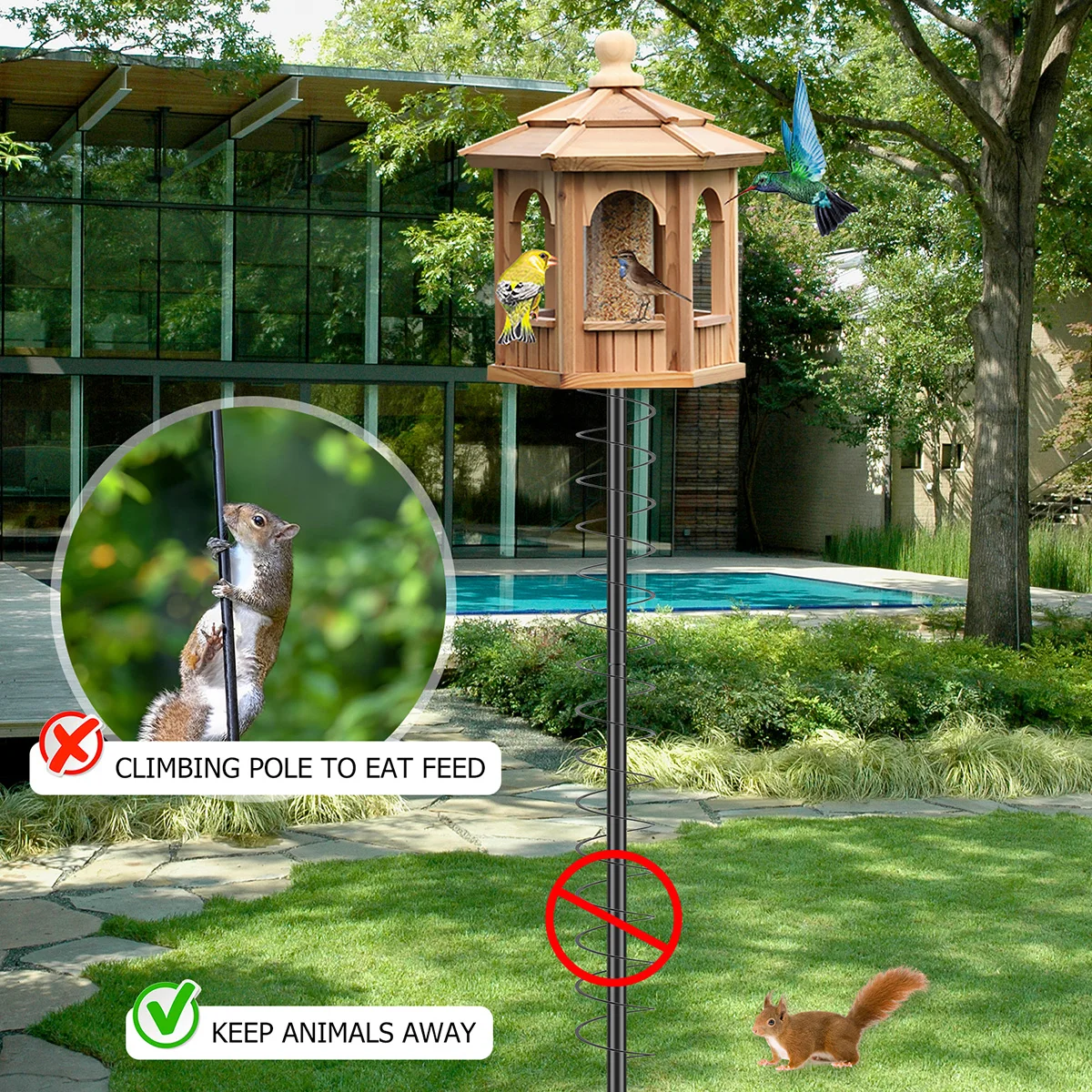 2PCS Squirrel Proof Spring Device Metal Squirrel Baffle Barrier Coil Anti Spring Device Quirrel Baffle for Bird Feeders