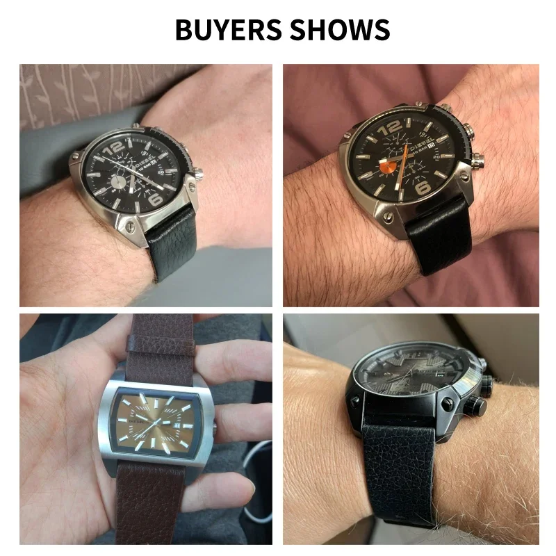 Premium Black Genuine Leather Watchband - Sleek & Durable Strap Bracelet